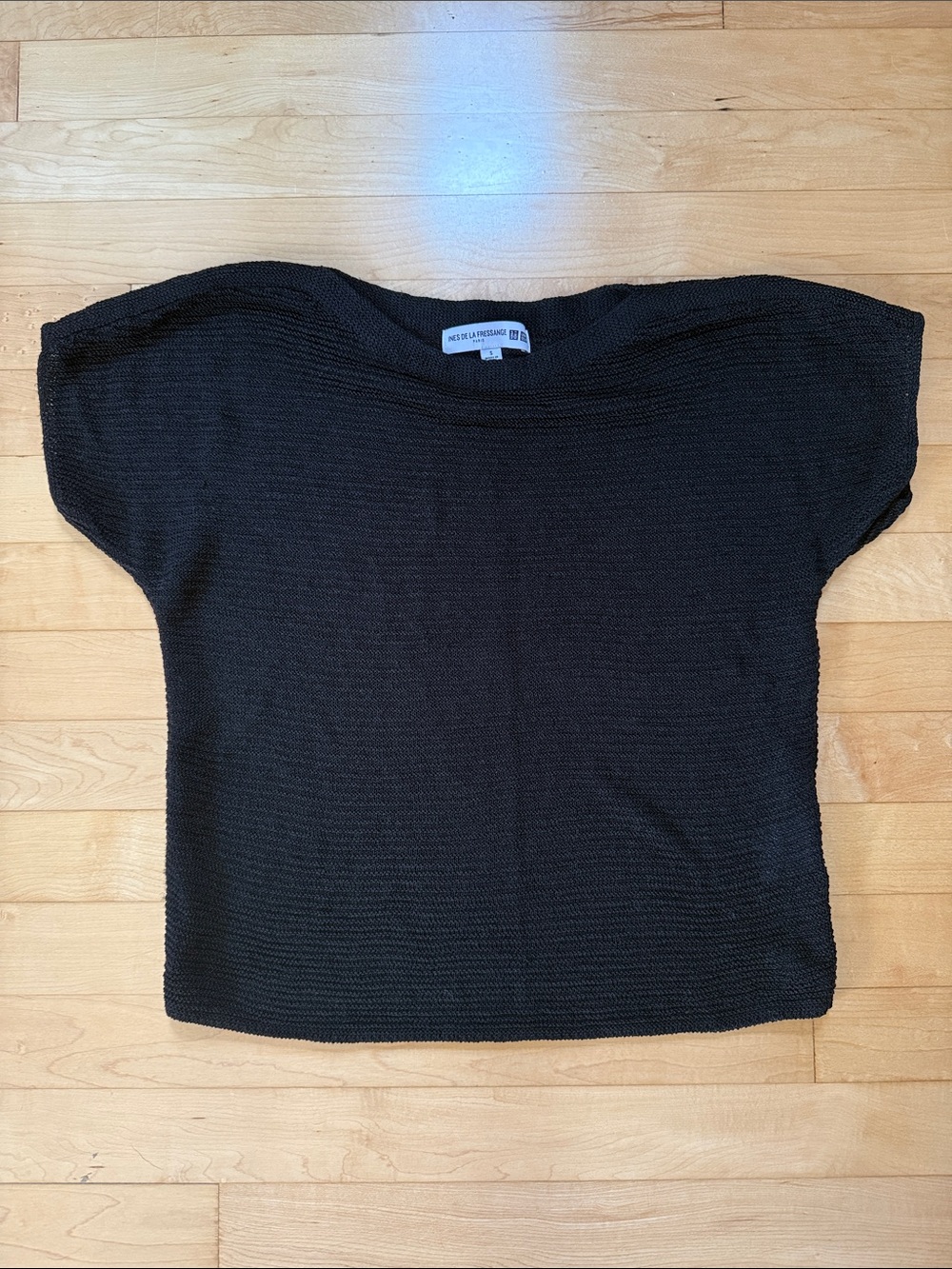 Uniqlo x Ines de La Fressange Black Linen Blend Knit Top Size Small